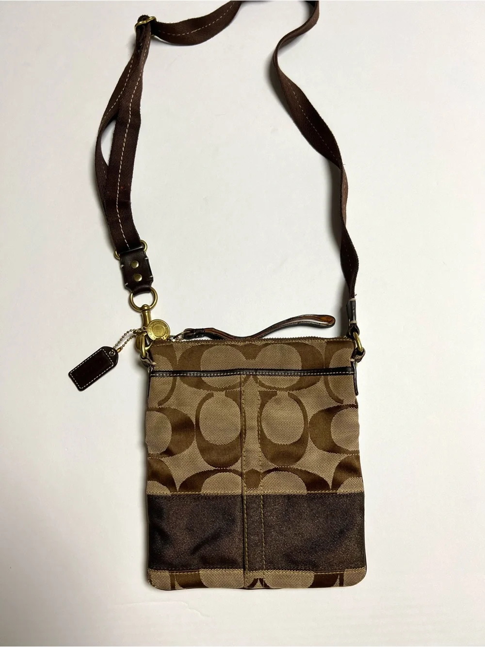 Coach Y2K Legacy Signature Canvas Leather Trim Messenger Crossbody Bag